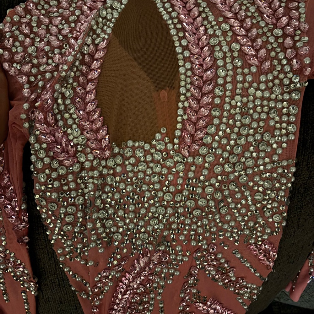Elegant Pink Embellished Dress - Picture 6 of 11